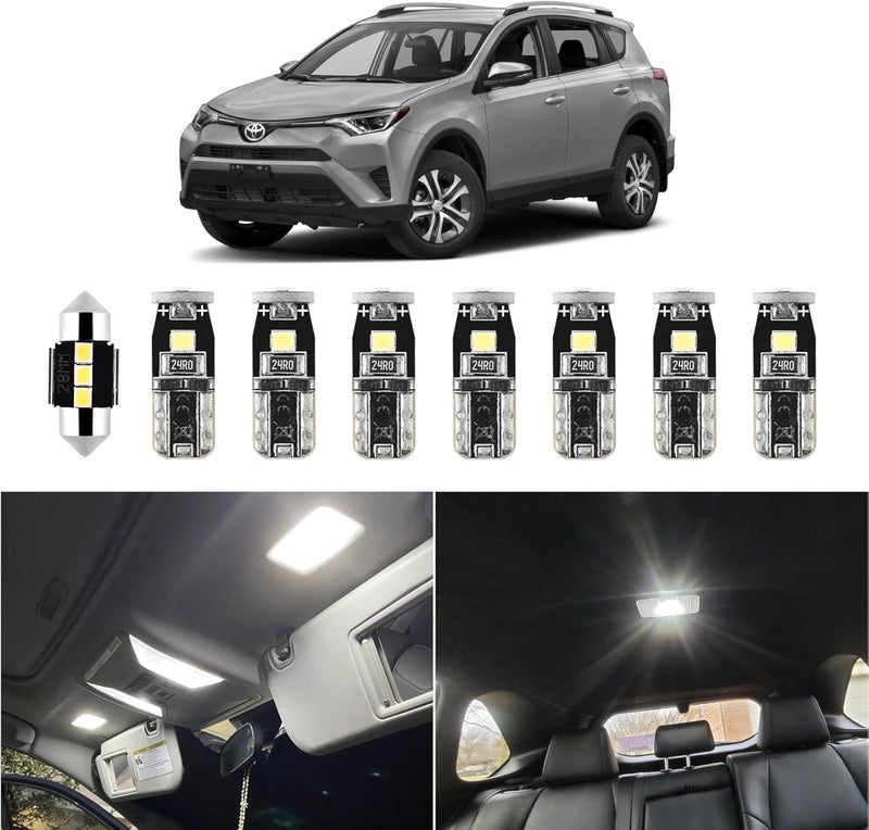 EASY EAGLE LED Interior Car Lights for Toyota-RAV4-2016-2022: 8 Piece Kit White LED Light Bulbs - Super Bright 6000K + Install Tool - Image 1